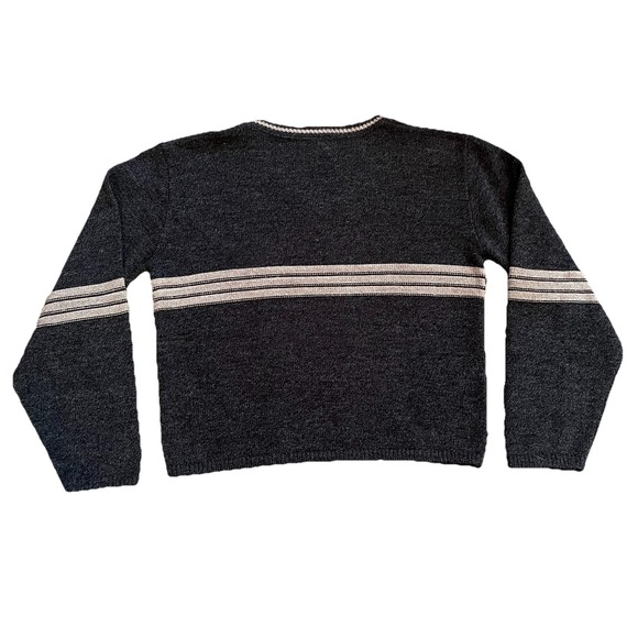 VTG Glory US Women's M Cropped Sweater Gray Rugby Stripe Retro 80's Preppy USA - Picture 7 of 8